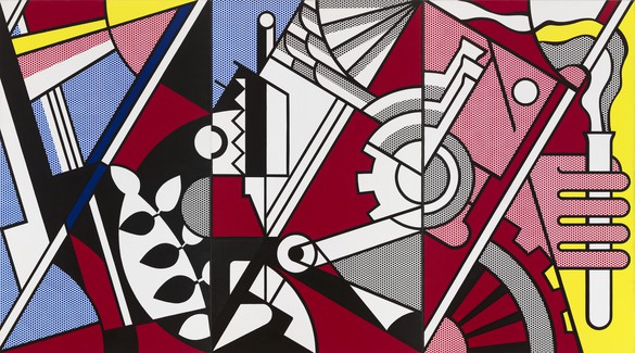 Roy Lichtenstein, Peace through Chemistry, 1970 Oil and Magna on canvas, 100 × 180 inches (254 × 457.2 cm)© Estate of Roy Lichtenstein