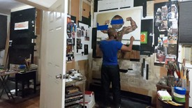 Nathaniel Mary Quinn in his studio