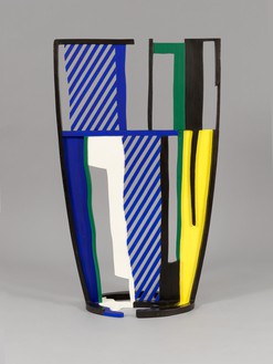 Roy Lichtenstein, Glass IV, 1977 Painted and patinated bronze, 49 ⅛ × 29 ¾ × 14 ¾ inches (124.8 × 75.6 × 37.5 cm), edition of 3© Estate of Roy Lichtenstein. Photo: Rob McKeever