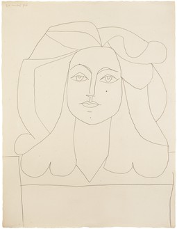 Pablo Picasso, Portrait de Françoise, May 20, 1946 Graphite on paper, 26 × 19 ¾ inches (65.8 × 50.5 cm)© 2018 Estate of Pablo Picasso/Artist Rights Society (ARS), New York