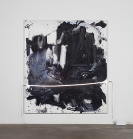 Mary Weatherford, Orion’s Belt, 2016, Flashe and neon on linen.