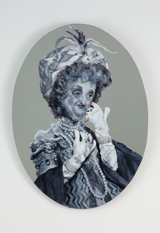 Rachel Feinstein, Eileen with Gloves, 2006 Enamel on mirror, 41 ½ × 30 ¾ inches (105.4 × 78.1 cm)© Rachel Feinstein
