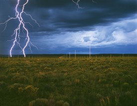 Walter De Maria, The Lightning Field, 1977, long-term installation, western New Mexico. Artwork © Estate of Walter De Maria. Photo: John Cliett, courtesy Dia Art Foundation, New York, and © Estate of Walter De Maria