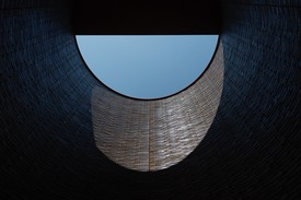 The inside of Theaster Gates’s Black Vessel for a Saint sculpture