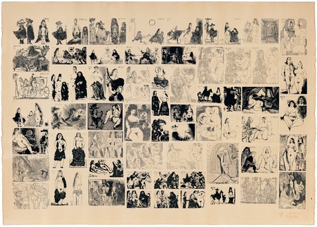 Pablo Picasso, La Célestine, 1970 66 impressions by various techniques, pulled on tinted Rives wove paper by Crommelynck, 29 ½ × 41 ¼ inches (74.8 × 105 cm), edition of 9 AP© 2018 Estate of Pablo Picasso/Artist Rights Society (ARS), New York