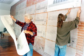 Image of Donald Judd with Jeff Kopie, Architecture Office, Marfa, Texas, 1993