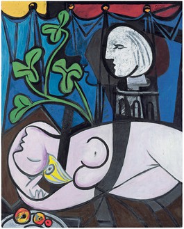 Pablo Picasso, Femme nue, feuilles et buste, 1932 Oil on canvas, 63 ¾ × 51 ¼ inches (162.1 × 130 cm)© 2018 Estate of Pablo Picasso/Artist Rights Society (ARS), New York