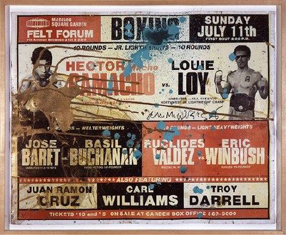 Jean-Michel Basquiat, Untitled (Macho Camacho), 1982 Acrylic and oil stick on poster, 23 × 29 inches (58.4 × 73.7 cm)© The Estate of Jean-Michel Basquiat. Licensed by Artestar, New York