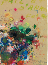 Cy Twombly, Untitled, 1990, acrylic, wax crayon, and pencil on handmade paper, 30 ⅝ × 21 ⅝ inches (77.8 × 54.8 cm)