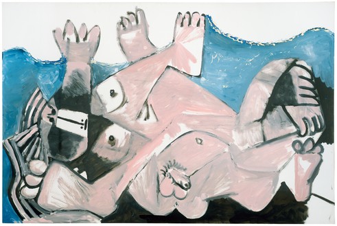 Pablo Picasso, Étreinte, June 1, 1972 Oil on canvas, 51 ¼ × 76 ¾ inches (130 × 195 cm)© 2018 Estate of Pablo Picasso/Artist Rights Society (ARS), New York
