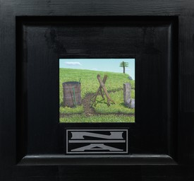 Neil Jenney, North America Divided, 2001–06, oil on wood in artist’s frame, 26 ¼ × 28 ¼ × 2 ¾ inches (66.7 × 71.8 × 7 cm).