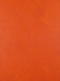 George Tjungurrayi's orange abstract painting Untitled—Kirrimalunya, polymer paint on linen.