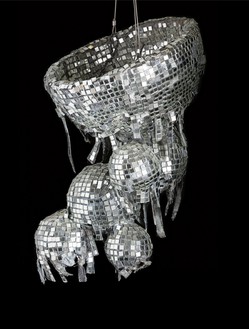 Rachel Feinstein, Mirrored Ball, 1998 Plaster, mirror, and paint, 36 × 30 × 12 inches (91.4 × 76.2 × 30.5 cm)© Rachel Feinstein