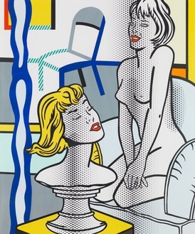 Roy Lichtenstein, Nude with Bust (Study), 1995 Tape, marker, and painted and printed paper on board, 53 ⅞ × 44 ⅞ inches (136.8 × 114 cm)© Estate of Roy Lichtenstein