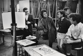 Mercedes Matter with students at the New York Studio School. Photo: Herbert Matter, courtesy the Department of Special Collections, Stanford University Libraries