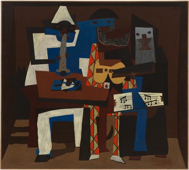 Pablo Picasso, Three Musicians, summer 1921, Museum of Modern Art, New York © 2023 Estate of Pablo Picasso/Artists Rights Society (ARS), New York