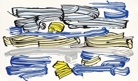 Roy Lichtenstein, Sunrise Over Water, 1982 Oil and Magna on canvas, 66 × 112 inches (167.6 × 284.5 cm)© Estate of Roy Lichtenstein