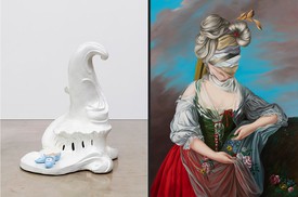 Left: Rachel Feinstein, Corine, 2018 © Rachel Feinstein. Photo: Jeff McLane. Right: Ewa Juszkiewicz, Untitled (after Elisabeth Vigée Le Brun), 2021 © Ewa Juszkiewicz