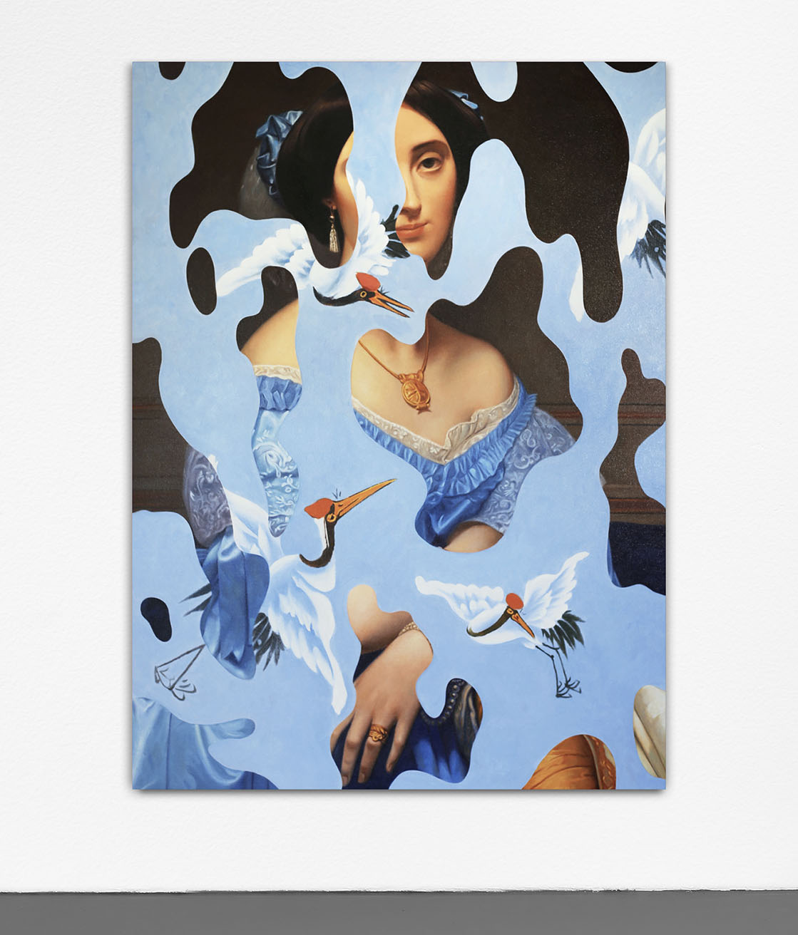 Dan Alva, Floater 75, 2018 Acrylic, graphite, and fabric on paper, 50 × 50 inches (127 × 127 cm)© Dan Alva Studio
