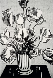 Roy Lichtenstein, Black Flowers, 1961 Oil on canvas, 70 × 48 inches (177.8 × 121.9 cm)© Estate of Roy Lichtenstein