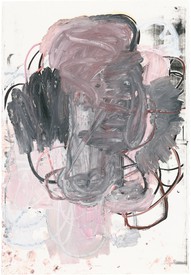 A gray and pink painting by Christopher Wool. Abstract.